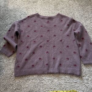Sunday 100% Cashmere lt purple weather with magenta stars, small, Exc.!